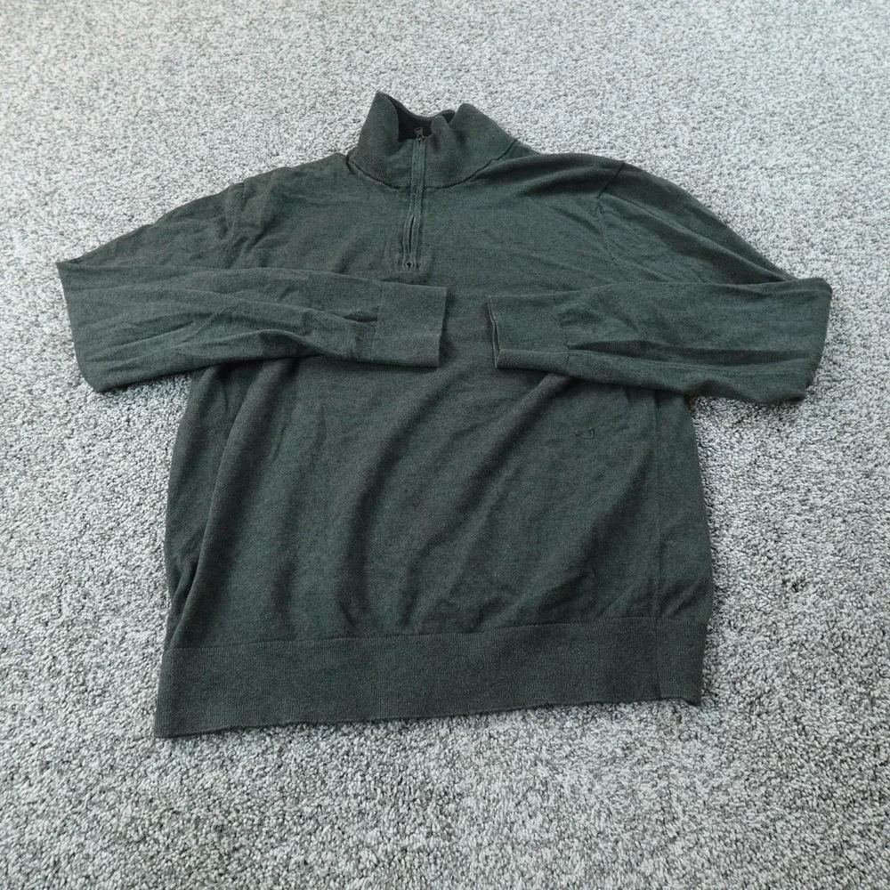 Banana Republic‎ Sweater Mens M Green Cotton Cashmere 1/4 Zip Mock Neck Pullover